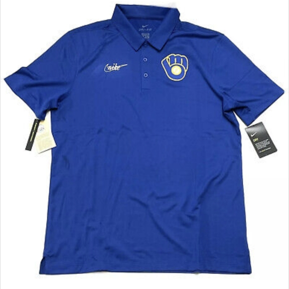 Nike Other - Mens Nike MLB Milwaukee Brewers Cooperstown Collection Polo NKNE-4E blue